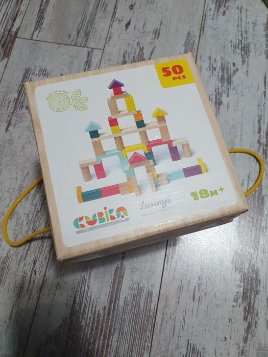 Дерев'яний конструктор Cubika на 50 дет. +в подарунок машинка Кубіка
