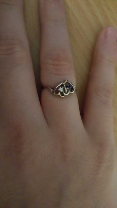 Pierścionek złoty z brylantem i szafirem