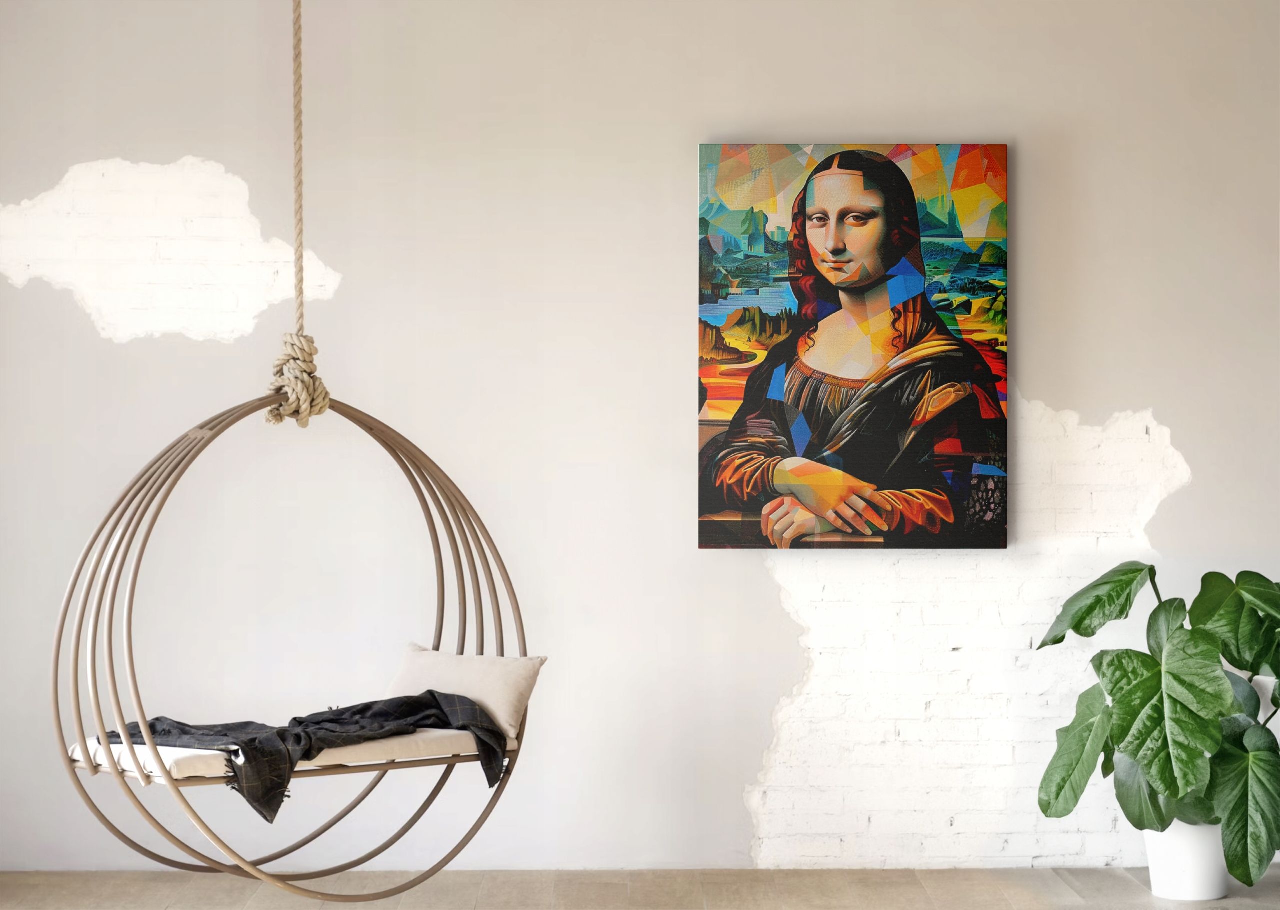 Obraz na Płótnie Mona Lisa w Stylu Picassa 90x120 cm do Salonu