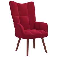 vidaXL Cadeira de descanso veludo vermelho tinto 328056