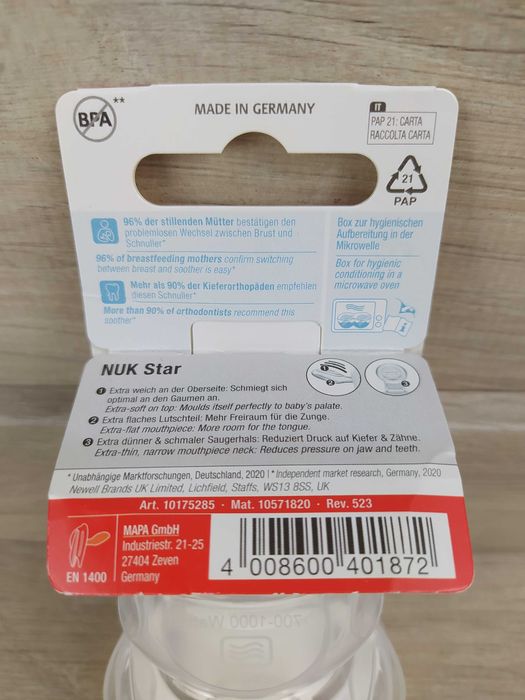 NUK Star Baby smoczek silikonowy 0–6m 2 sztuki ortodontyczny