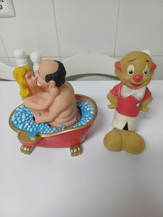 Bonecos de borracha antigos década de 1970 2 unidades