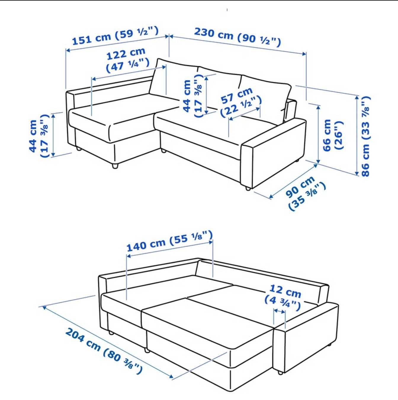 Szary narożnik FRIHETEN IKEA z funkcją spania + zagłówek boczny