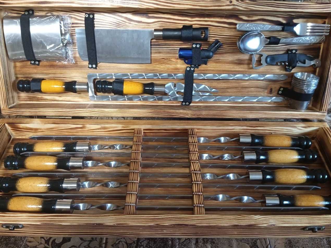 Набір шампурів у деревяному кейсі 33 предмета в наявності