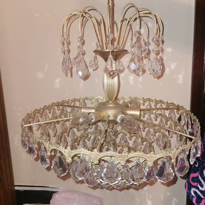 Candeeiro  cristal + apliques