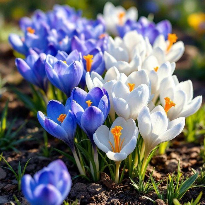 Wiosenny KROKUS cebulki 50 szt MIX NIEBIESKI BIAŁY krokusy krokusów