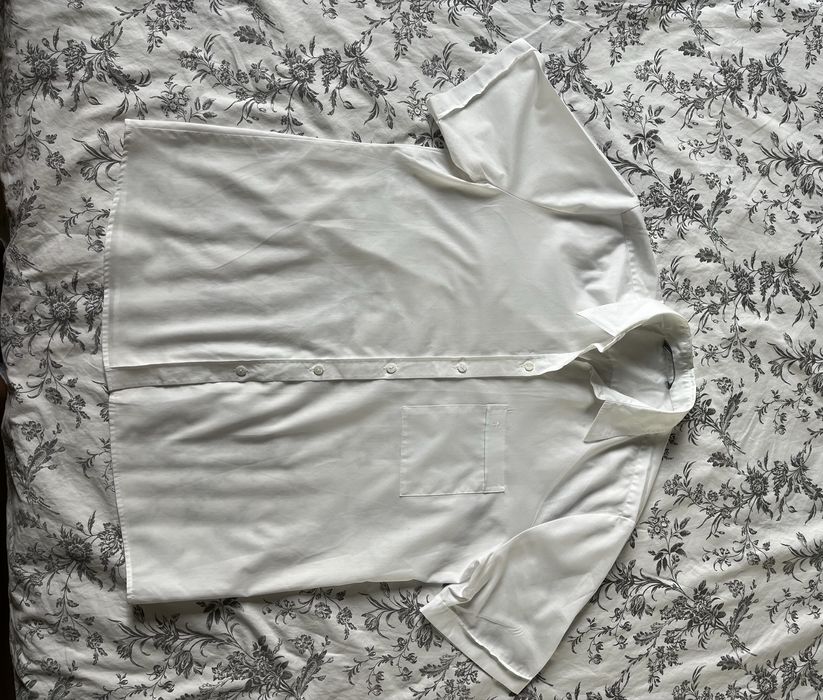 Bawełniana koszula bluzka zapinana na guziki krótki rękaw 40 L 42 XL