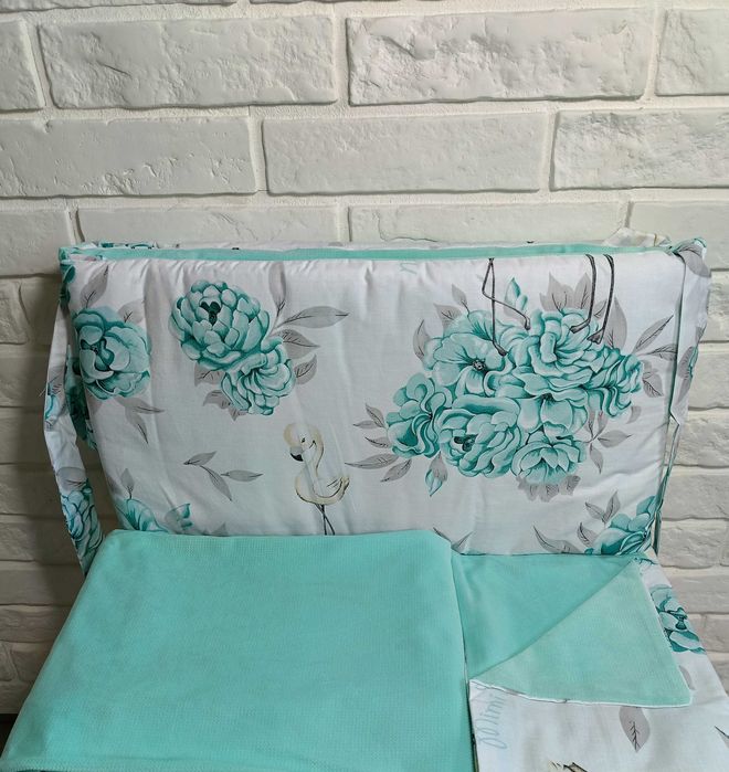 Pościel 3 elementowa 135x100 cm VELVET MIĘTA+ PEONIE MIĘTA MIMINU