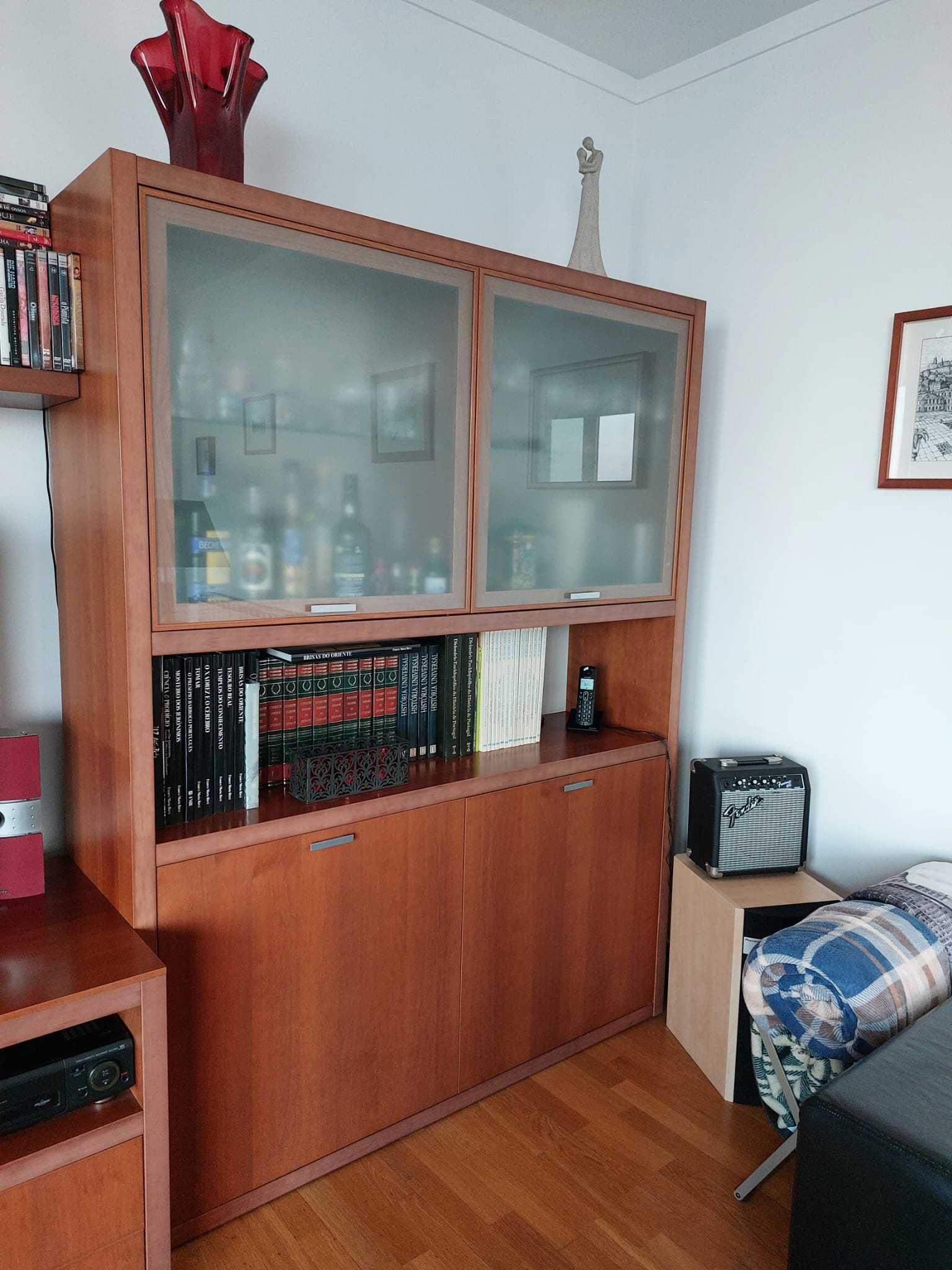 Louceiro em madeira com portas de vidro fosco