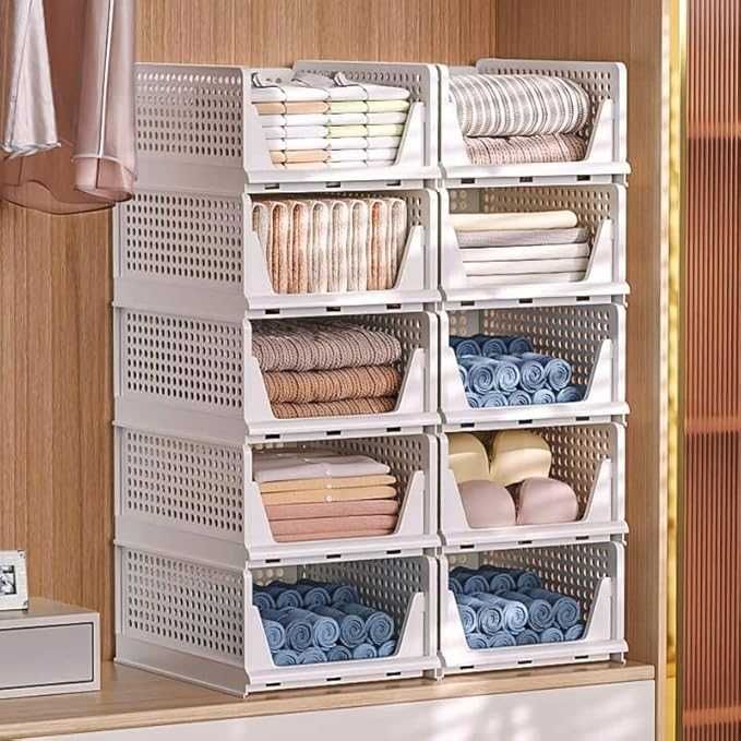 8-Pak Składany Duży Organizer Szuflady do Piętrowania Pudełka Odzież