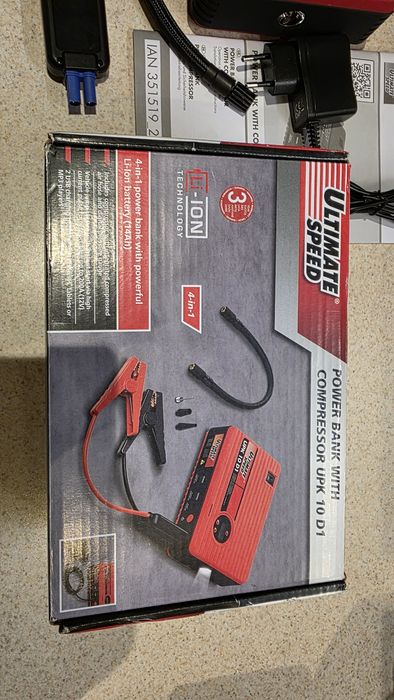 Urządzenie rozruchowe, kompresor, powerbank, latarka