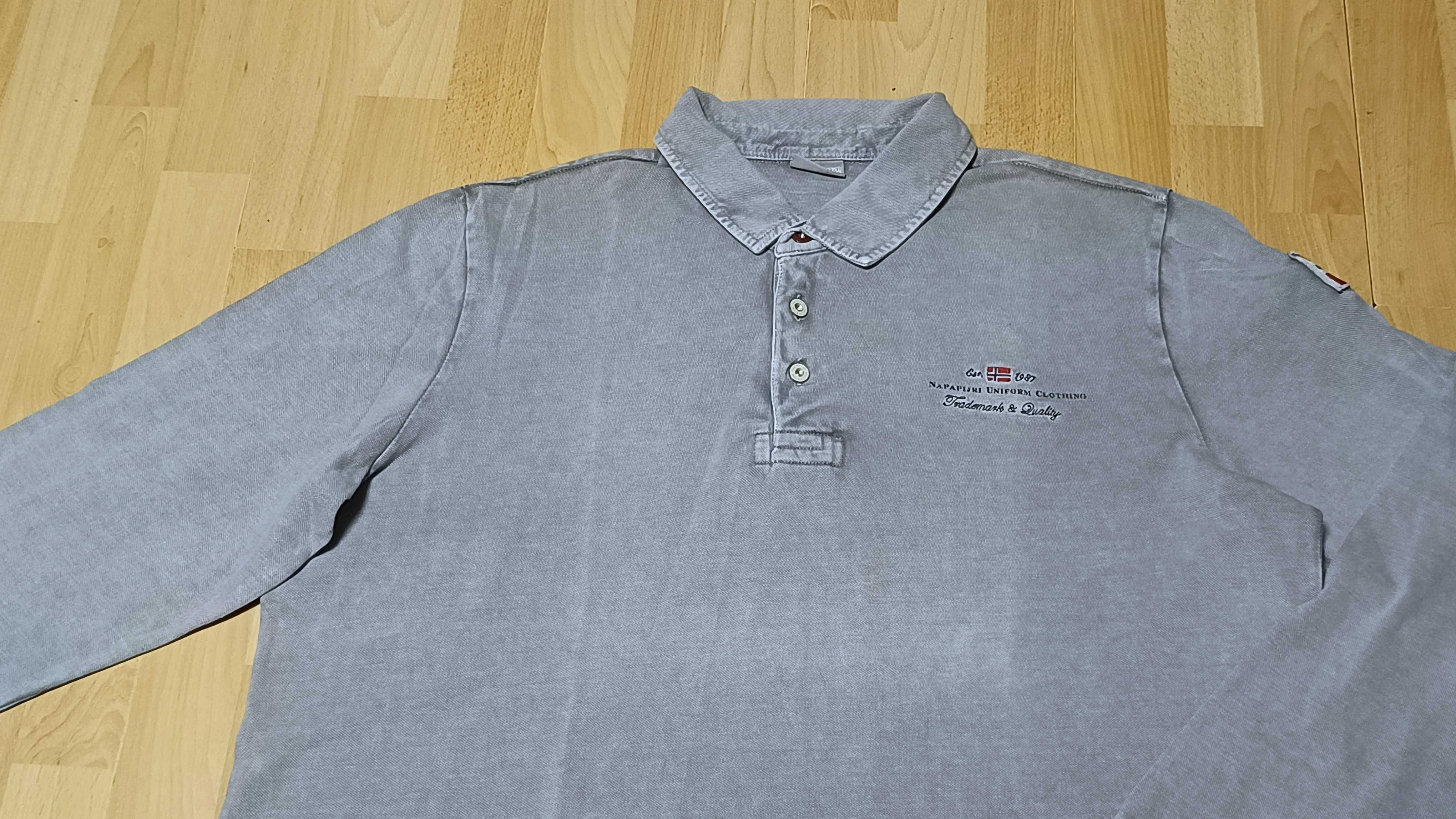 Męska koszulka polo NAPAPIJRI r.S długi rękaw stan idealny