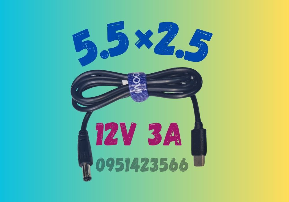 5.5×2.5 Кабель Туре-C → DC 12V 3A с поддержкой PD  5,5×2,1 12V 3A PREM