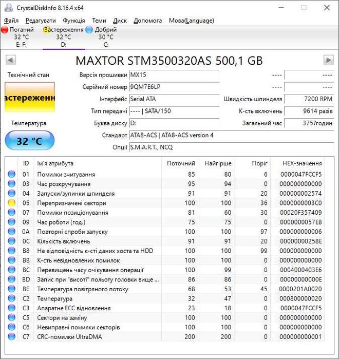 Пара HDD: 3000 GB та 500 Gb з бед блоками