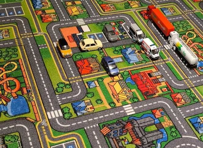 Dywan ulice pokój dla dzieci drogi miasto do przedszkola 100x150
