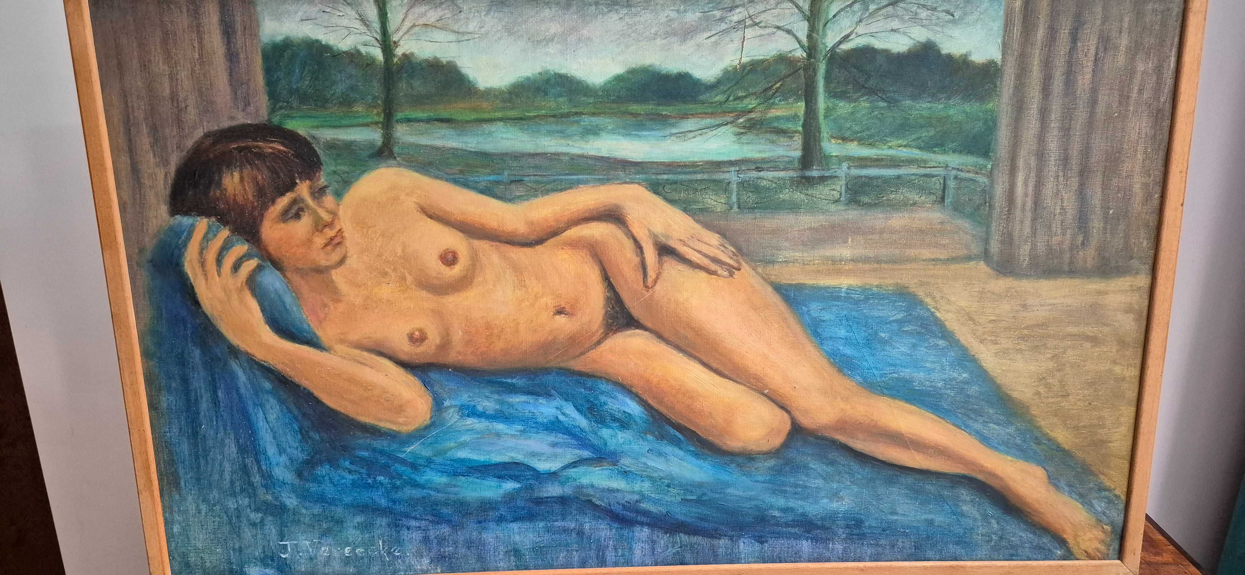Obraz olej akt impresjonizm Kisling sygnowany J. Vareecke Belgia