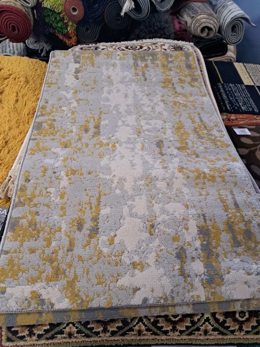 Dywan dywanik 60x100 szaro żółty