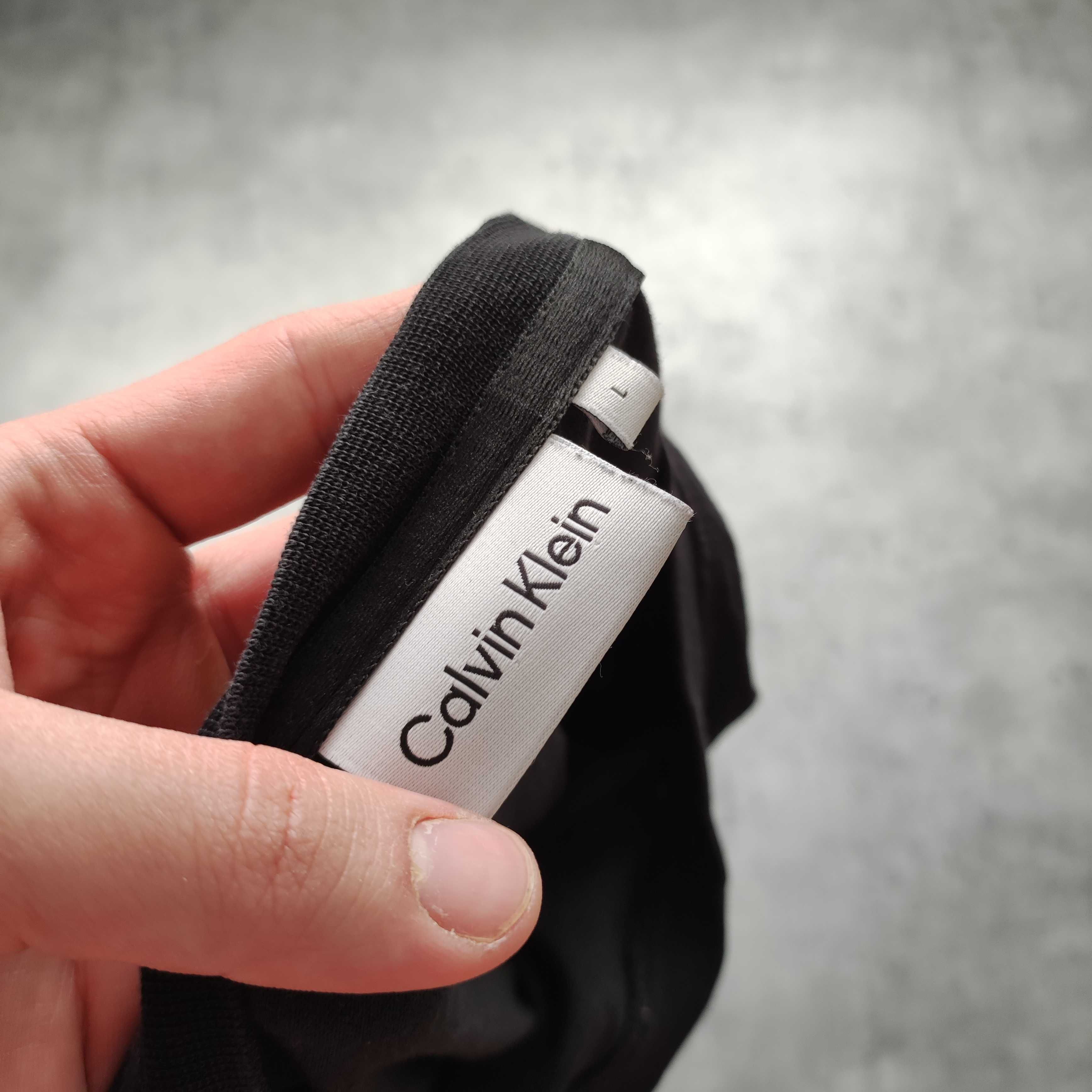 MĘSKA Koszulka Bawełna Czarna Elegancka Nadruk CK Calvin Klein PREMIUM