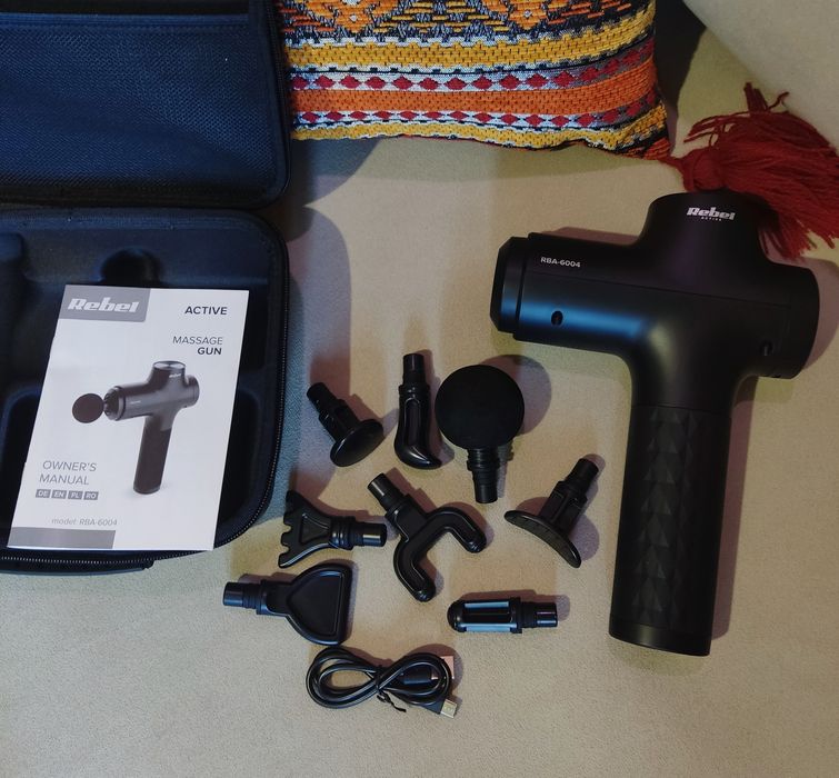 Pistolet do masażu REBEL ACTIVE RBA-6004 – masażer wibracyjny z etui