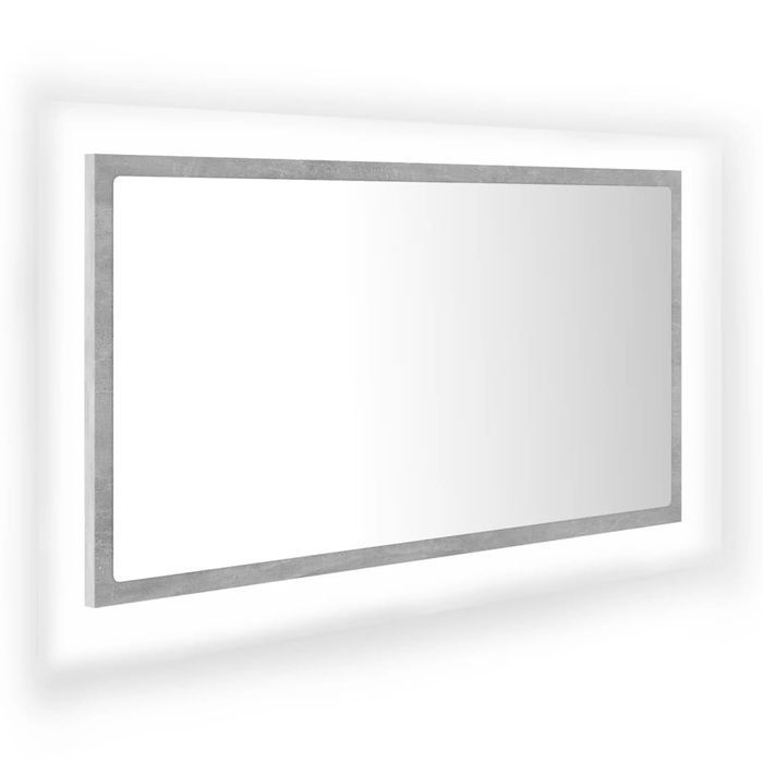 Vidaxl Lustro Łazienkowe Z Led, Szarość Betonu, 80X8,5X37 Cm, Płyta