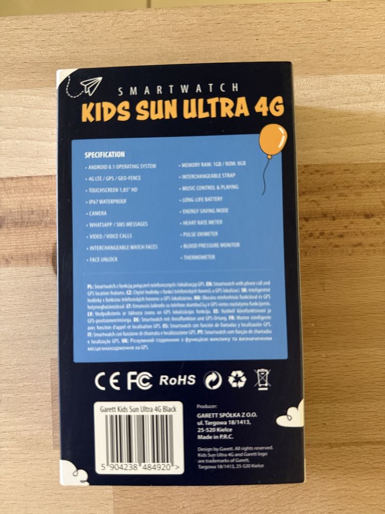 Smartwatch Garett Kids Sun Ultra 4G czarny - NOWY, z gwarancją