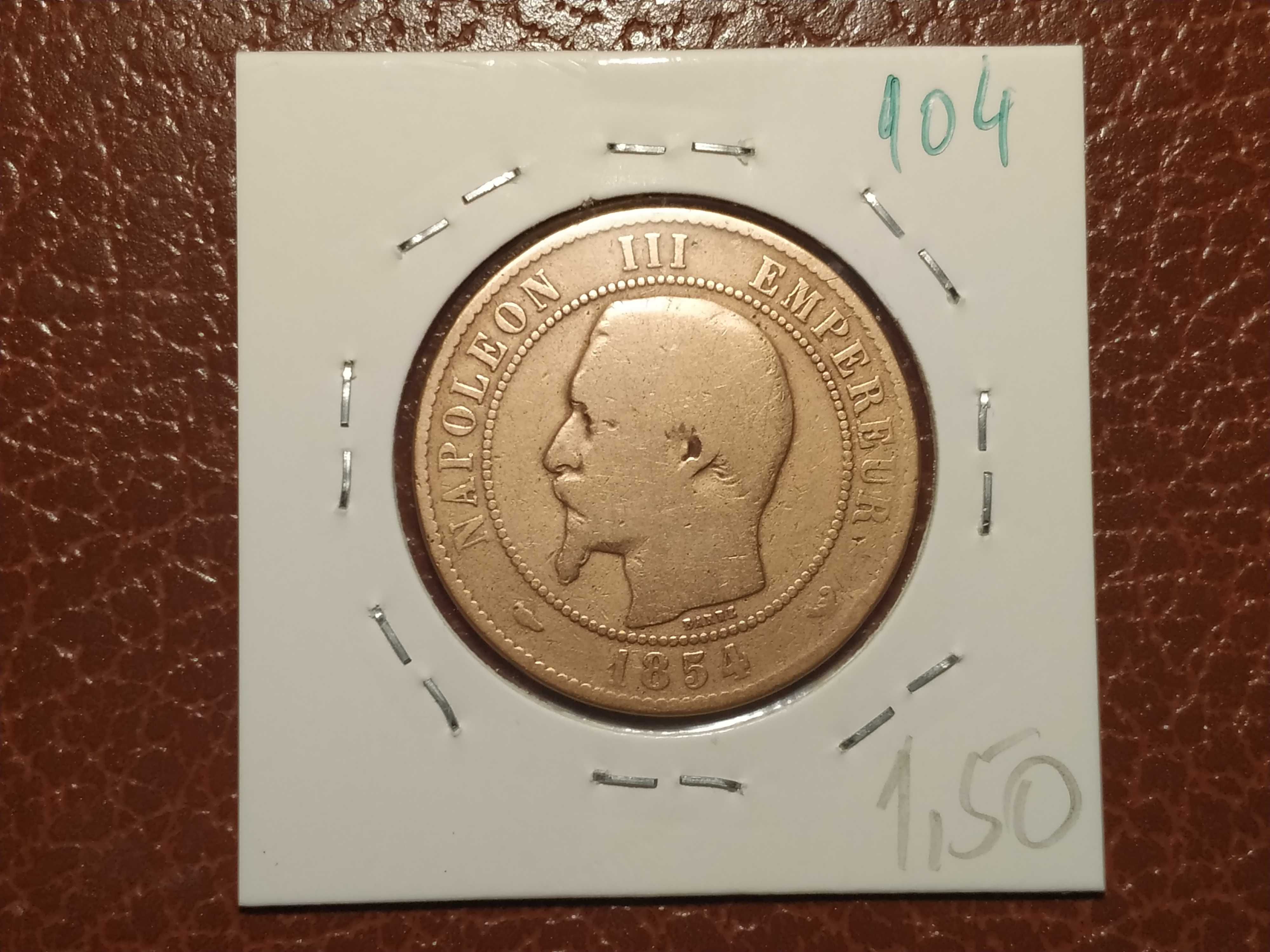 104 moeda de França de 10 centimes de 1854 W (Napoleão III)