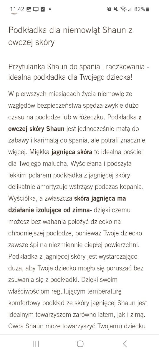 Mata jagnięca merynos do łóżeczka