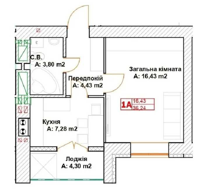 Готова однокімнатна квартира в центрі БУЧІ