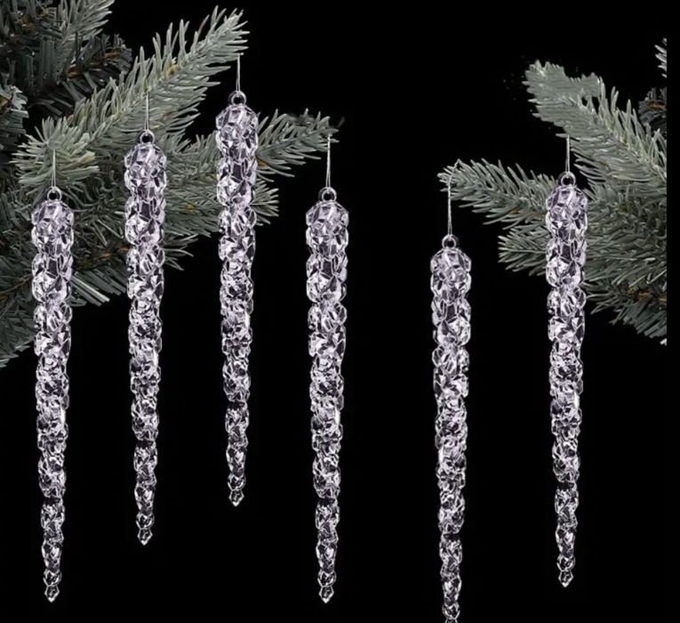 Прозорі новорічні підвіски-бурульки акрилові іграшки