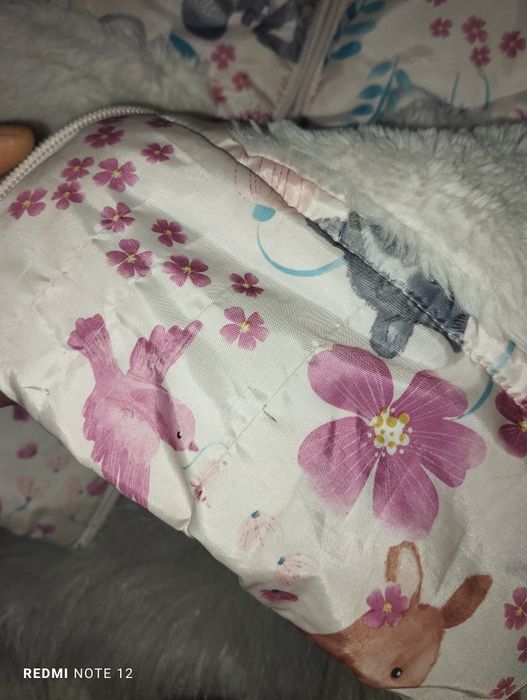 Kurtka gruba zimowa ocieplana uszy miś kieszenie płaszcz długi ociepla