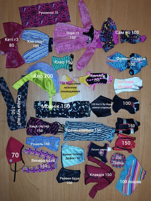 Монстер хай. Monster high одяг Френкі, Лора, Тора, Лагуна