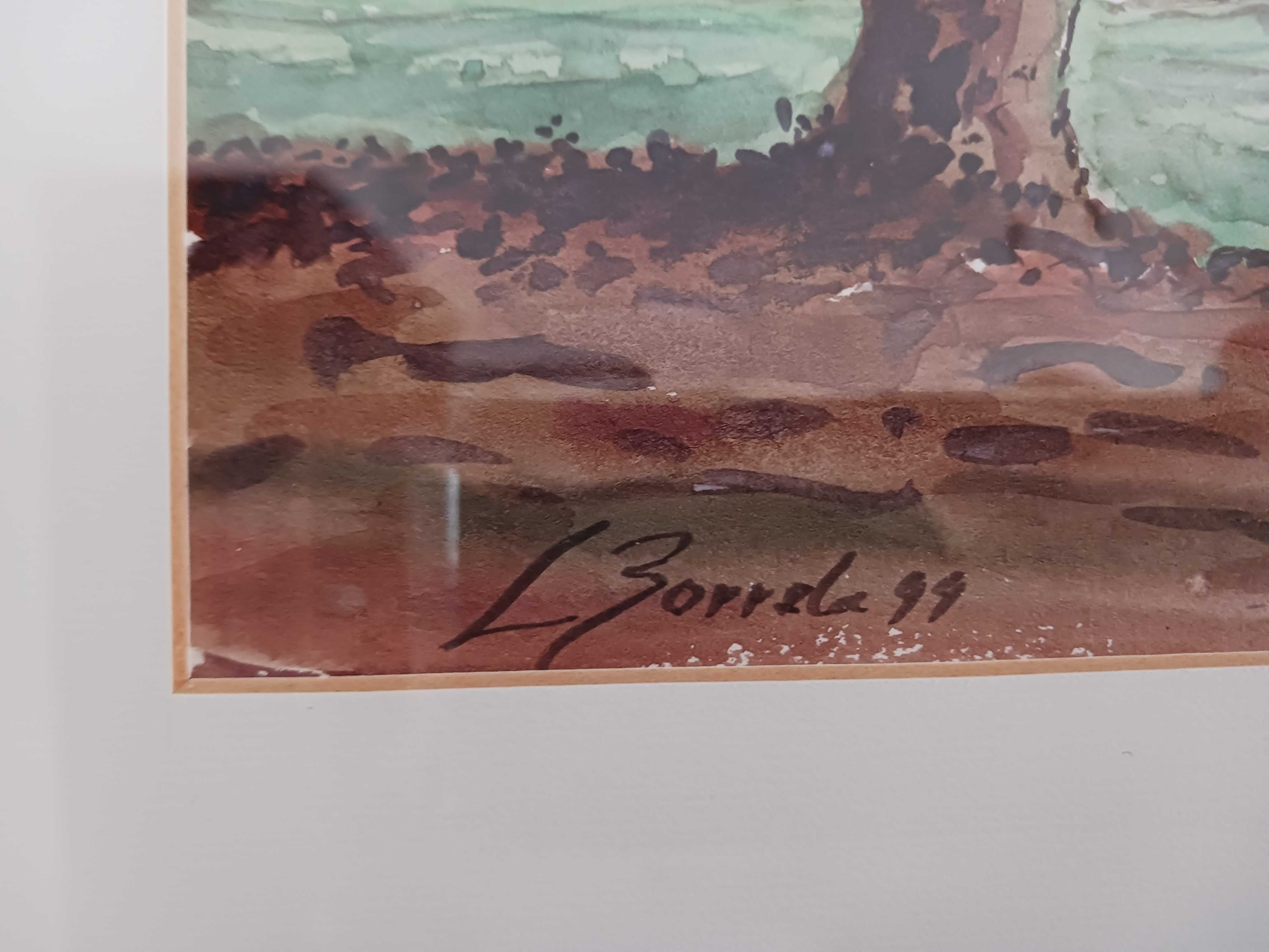 Quadro de aguarela do pintor Leonel Borrela