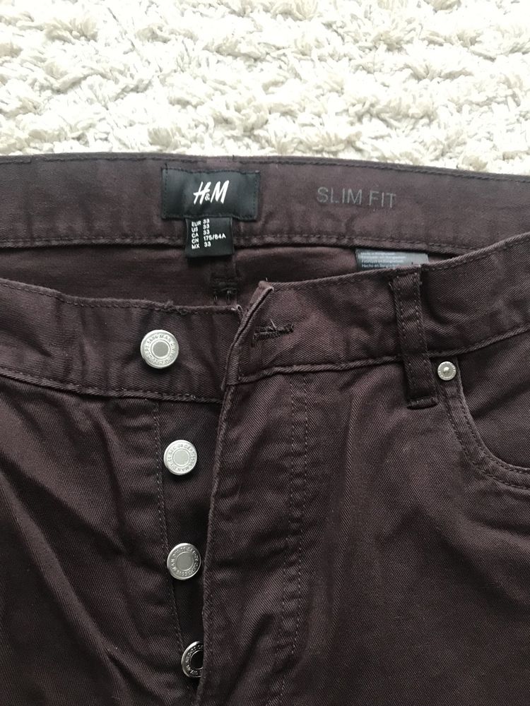 H&M chinos, rozmiar 33, spodnie rurki, brązowe, jak nowe