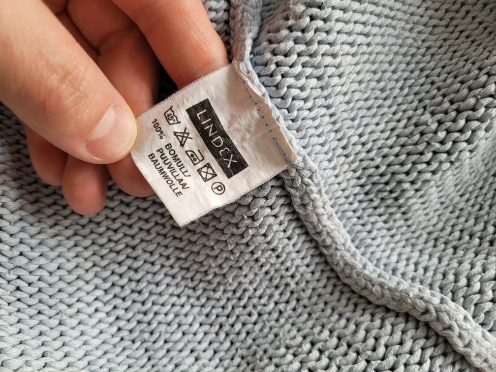 Nowy błękitny gruby sweter z dzianiny z zamkiem po boku Lindex M/L