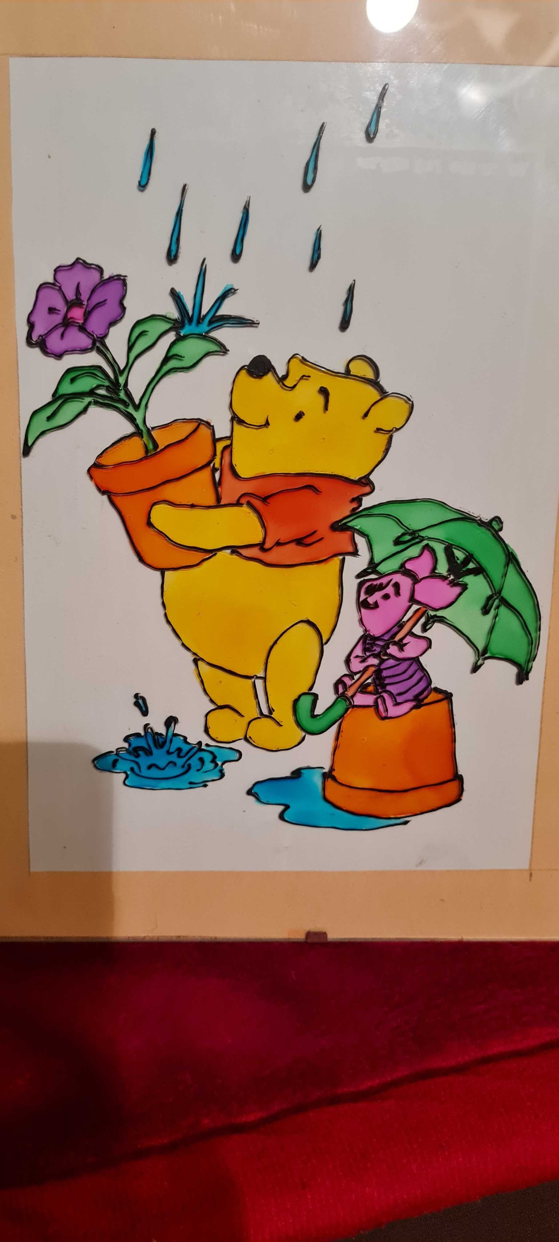 Antyrama malowane na szkle sceny z kubusia puchatka
