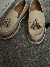 Nowe buty mokasyny loafersy beżowe Jenny Fairy CCC 37