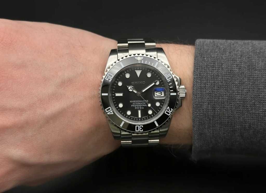 Zegarek SEIKO MOD  Oyster Czarny CUSTOM Submariner  NOWY