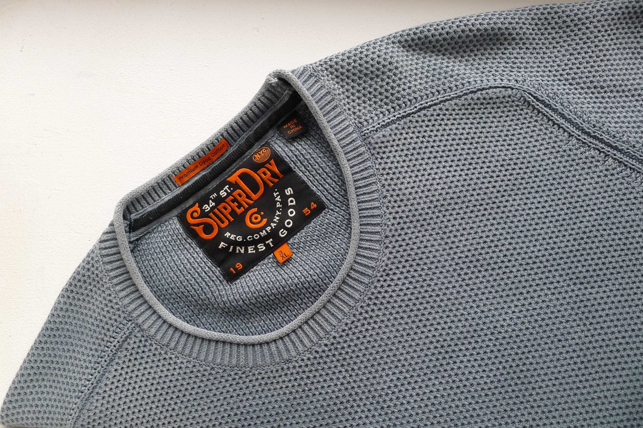 sweter SUPERDRY Japan PREMIUM Knit. szary r. XL