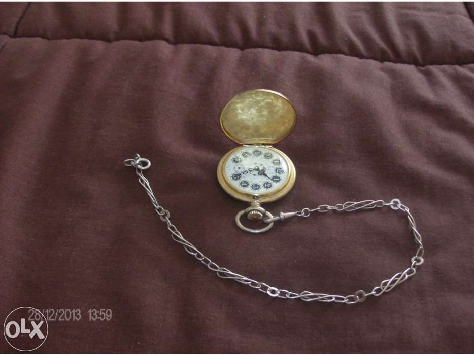 Relógio de bolso de corda banho ouro