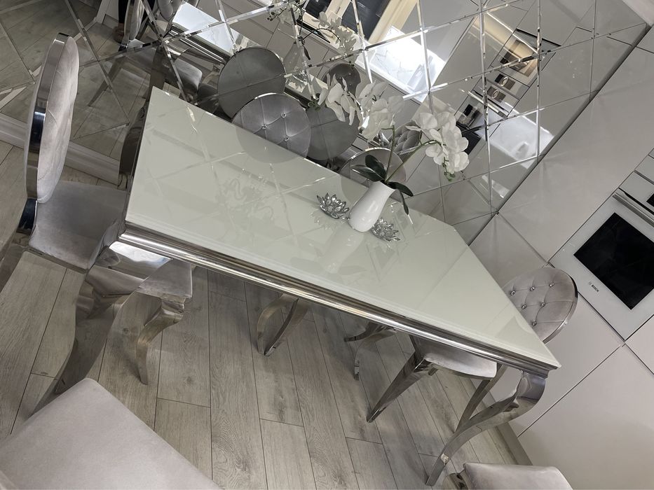 Stol glamour chrom z 6 krzeslami komplet