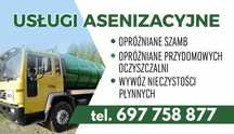 Usługi asenizacyje wywóz szamba oraz przydomowych oczyszczalni