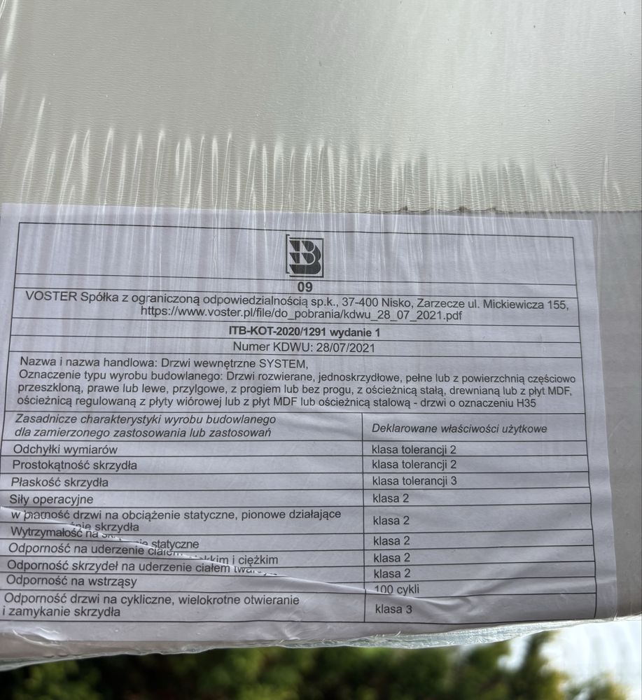 Drzwi wewnętrzne NOWE 90 lewe - Voster