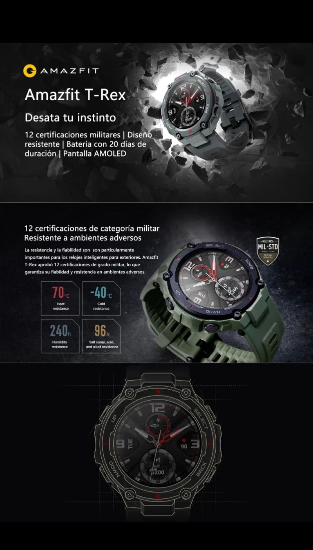 Relógio inteligente amazfit T-REX