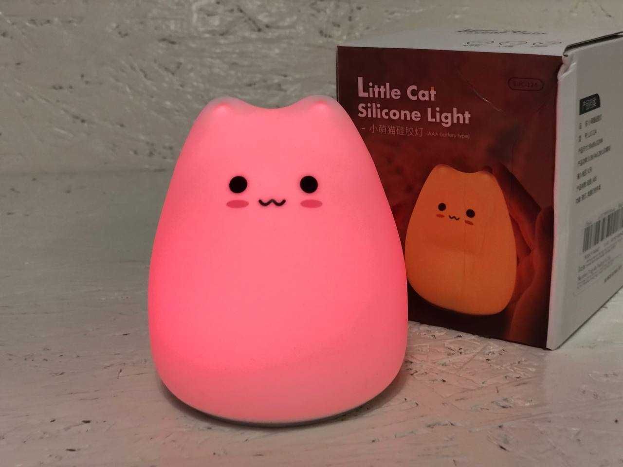 Світильник, котик, нічник, світлодіодний LED силіконовий дитячий котик