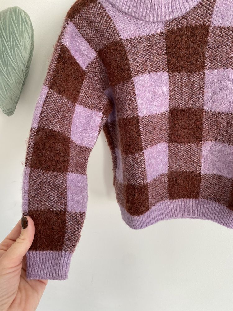 Sweter h&m 92/98 kratka liliowo bordowa