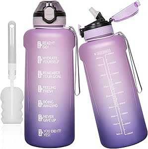 Sportowa butelka na wodę z tritanu 2l ze słomką i znacznikami czasu