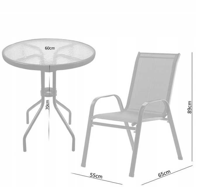 Stolik + dwa krzesła komplet meble ogrodowe balkonowe krzesło