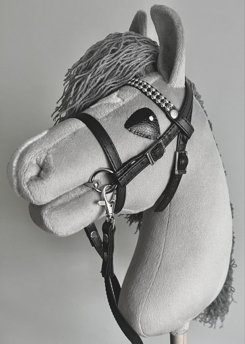 NOWY uszyty Hobby Horse A4 z ogłowiem i wodzami w zestawie szary