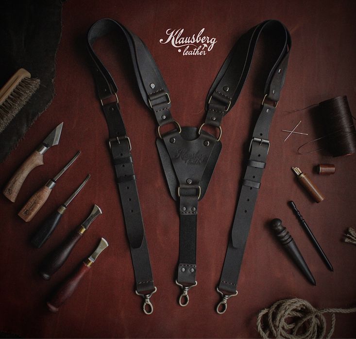 Кожаные подтяжки ручной работы KLAUSBERG Leather кожаные портупеи