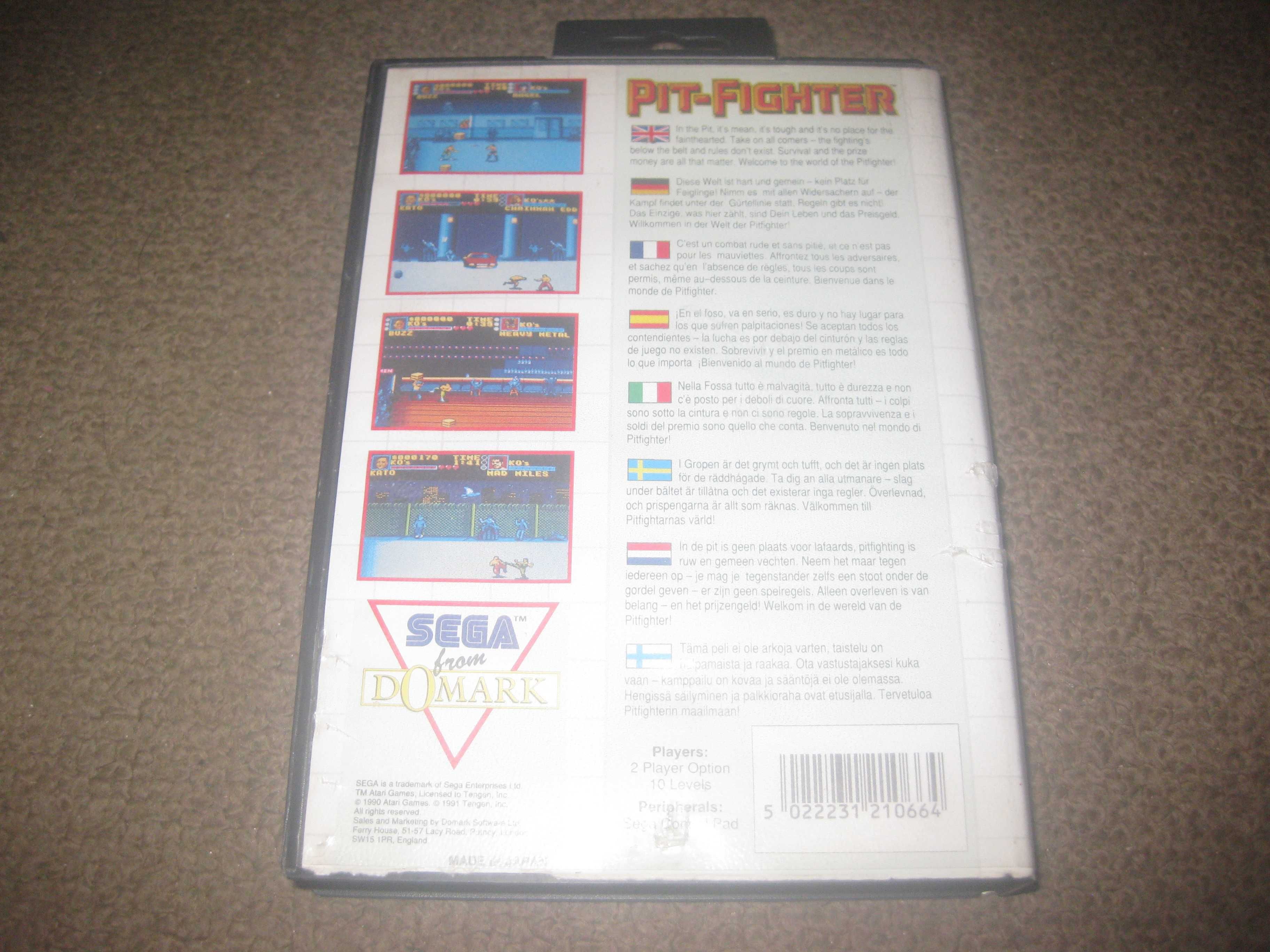 Jogo "Pit-Fighter" para Sega Master System/Completo!